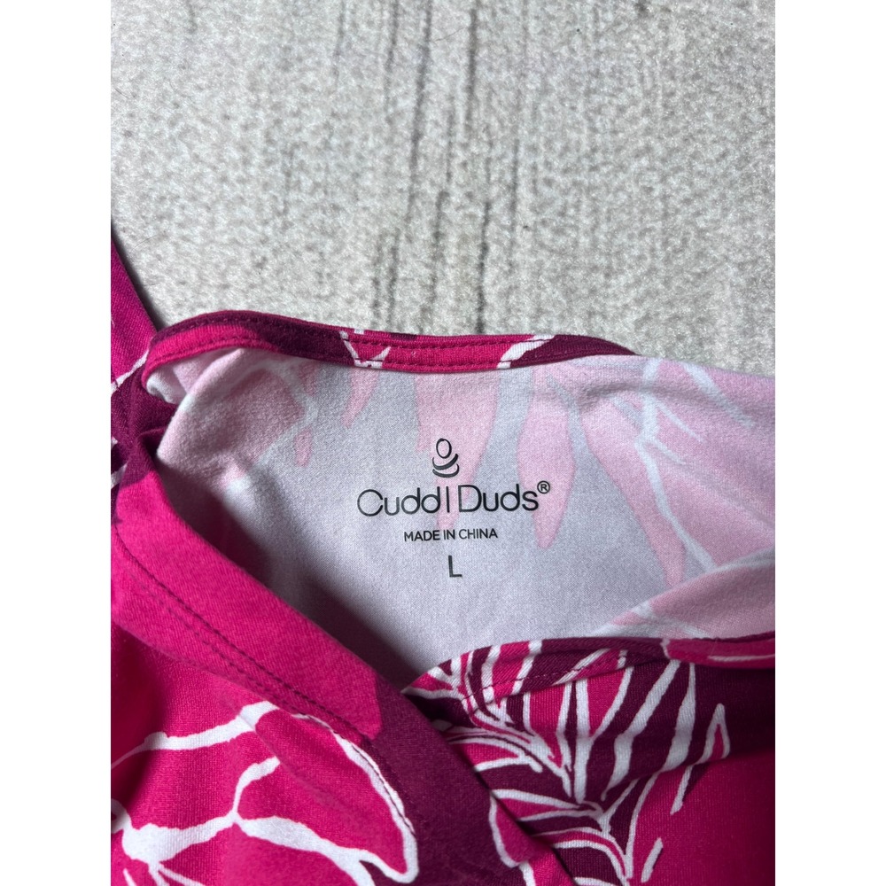 Cuddl Duds Jumpsuit Womens L Pink Purple Tropical Floral Jogger Loungewear Boho - Picture 4 of 7